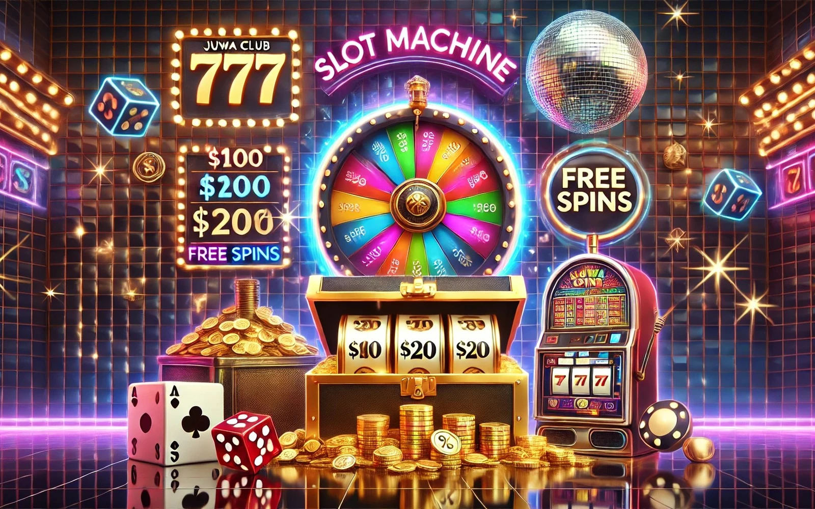 Ilustrasi layar permainan slot dengan simbol warna-warni
